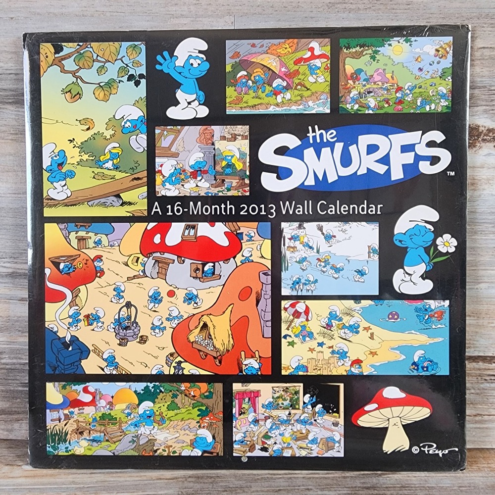 The Smurfs 2013 Wall Calendar 16 Month DateWorks Trends International Sealed